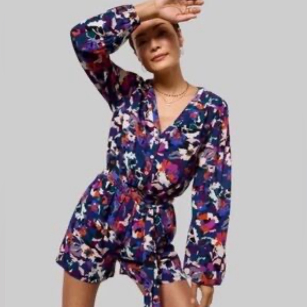 Evereve Floral Tie-Waist Romper | XS | Like New